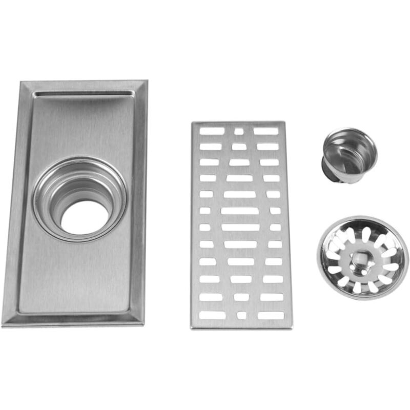 foto del prodotto gotrays scarico a pavimento rettangolare in acciaio inox da 20 x 10 cm per doccia da bagno, griglia per rifiuti da cucina
