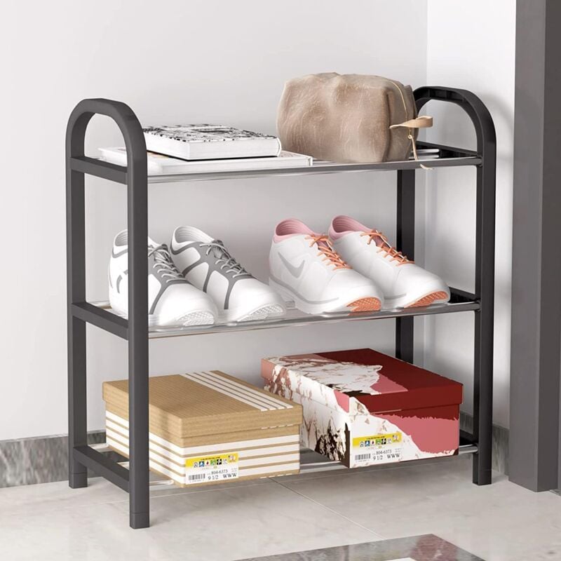 foto del prodotto gotrays scarpiera piccola, scarpiera a 3 ripiani, mini ripiano per scarpe, organizer per ripiano stretto per scarpe per ingresso e corridoio 42 x