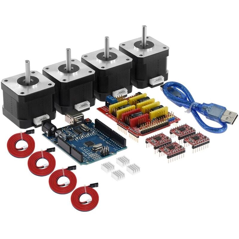 foto del prodotto gotrays scheda di espansione cnc shield v3.0 scheda r3 driver 4a4988 kit motore passo passo 44401 con dissipatore di calore cavo usb per stampante