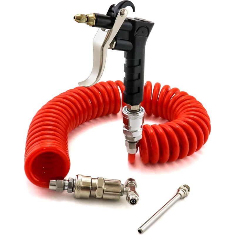 foto del prodotto gotrays set aria compressa, pistola soffiaggio tubo a spirale da 6 m per camion, auto, barche