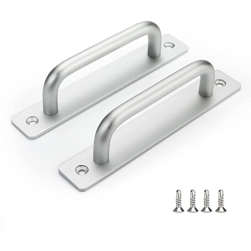 foto del prodotto gotrays set di 2 maniglie per porte in argento, maniglia per porta scorrevole, maniglia per mobili ls78873snb128, maniglia per mobile da cucina in