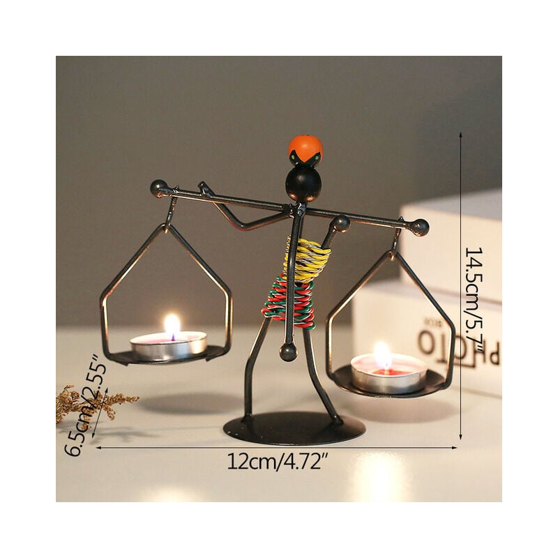 foto del prodotto gotrays set di 2 portacandele retr in ferro nero per tavoli, portacandele vintage a forma di bambina con corda di canapa per la casa, san