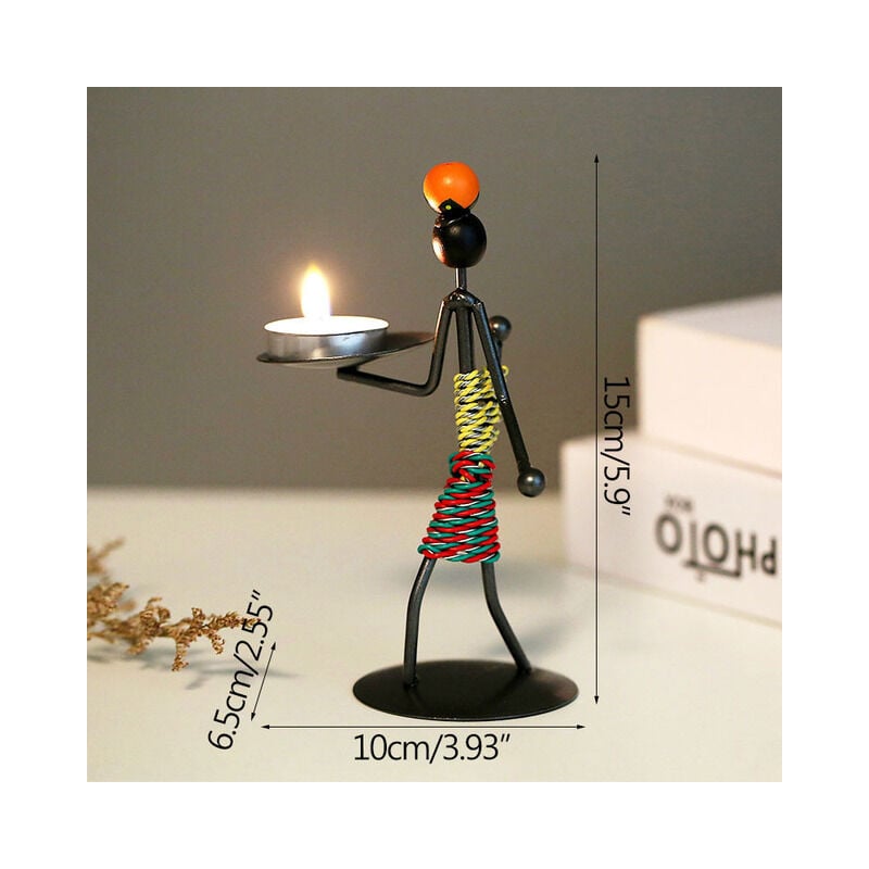 foto del prodotto gotrays set di 2 portacandele retr in ferro nero per tavoli, portacandele vintage a forma di bambina con corda di canapa per la casa, san