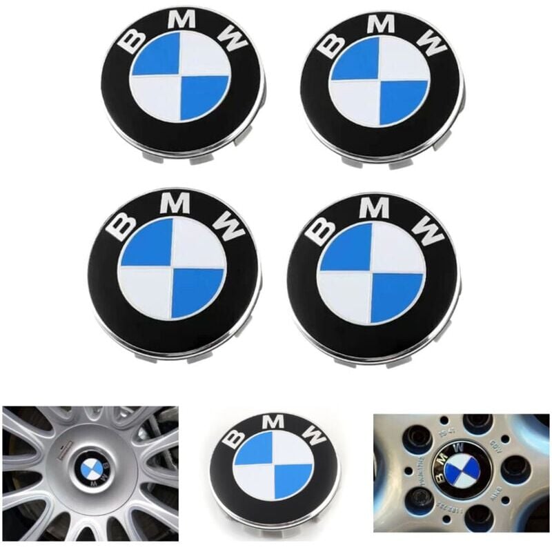 foto del prodotto gotrays set di 4 coprimozzi blu compatibili con centro ruota bmw abs accessori auto 56 mm