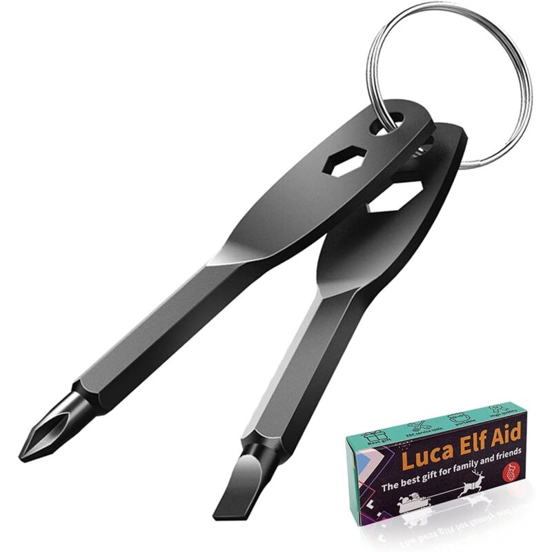 foto del prodotto gotrays set di cacciaviti portachiavi 4 in 1, regalo per uomo, cacciavite multifunzione portatile, a croce, a taglio, 2 chiavi esagonali