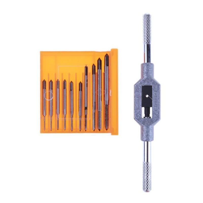 foto del prodotto gotrays set di chiavi per maschi mini da 11 pezzi, set di portamaschi in acciaio rapido per filettatura manuale m1, m1.2, m1.4, m1.6, m1.7, m1.8,