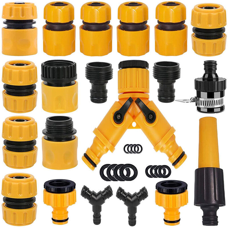 foto del prodotto gotrays set di connettori per tubi flessibili da giardino, tubo telescopico per autolavaggio, ciuccio, attacco rapido, pistola a getto dritto,