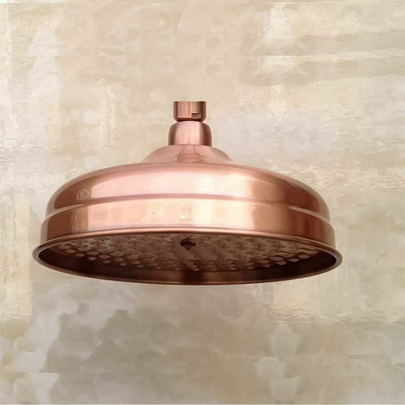 immagine 0 del prodotto gotrays soffione doccia in rame, diametro 20 cm 8 pollici , soffione doccia fisso ad alta pressione con soffione doccia ad angolo regolabile,