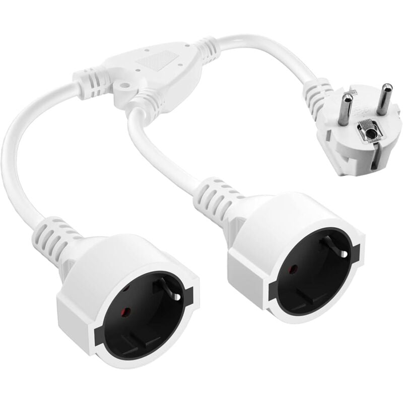 foto del prodotto gotrays spina doppia per presa, cavo di prolunga corto con 2 prese, adattatore per 2 prese, 16a 250v, presa multipla ip20 per casa, ufficio, cucina