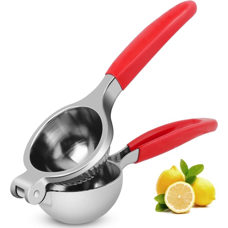 foto del prodotto gotrays spremiagrumi manuale con impugnatura morbida, resistente, per spremere limoni e agrumi, facile da pulire, 22,1 cm, manico rosso