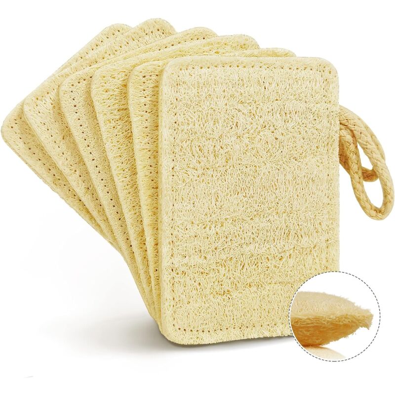 foto del prodotto gotrays spugna per lavare i piatti in luffa naturale confezione da 6 , spugna per la pulizia antigraffio, spugna di luffa biodegradabile