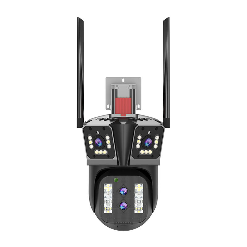 foto del prodotto gotrays telecamera di sicurezza 8k 16mp, telecamera wifi 4 lenti 3 schermi ptz 10x zoom audio bidirezionale visione notturna a colori per cctv