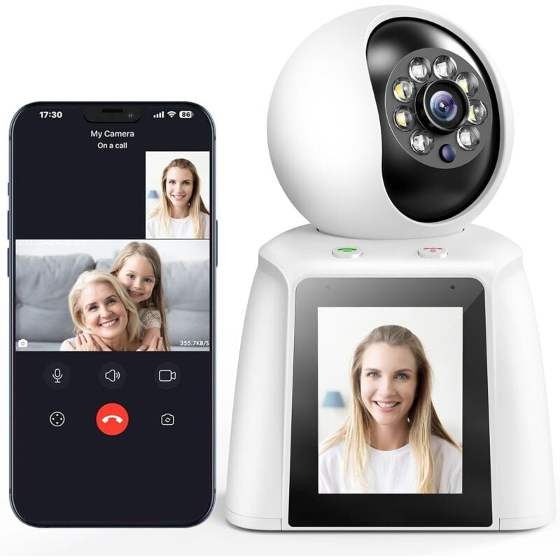 foto del prodotto gotrays telecamera di sicurezza per interni 2k, monitor wi fi per neonati anziani bambini tata, app video telefono bidirezionale, telecamera per