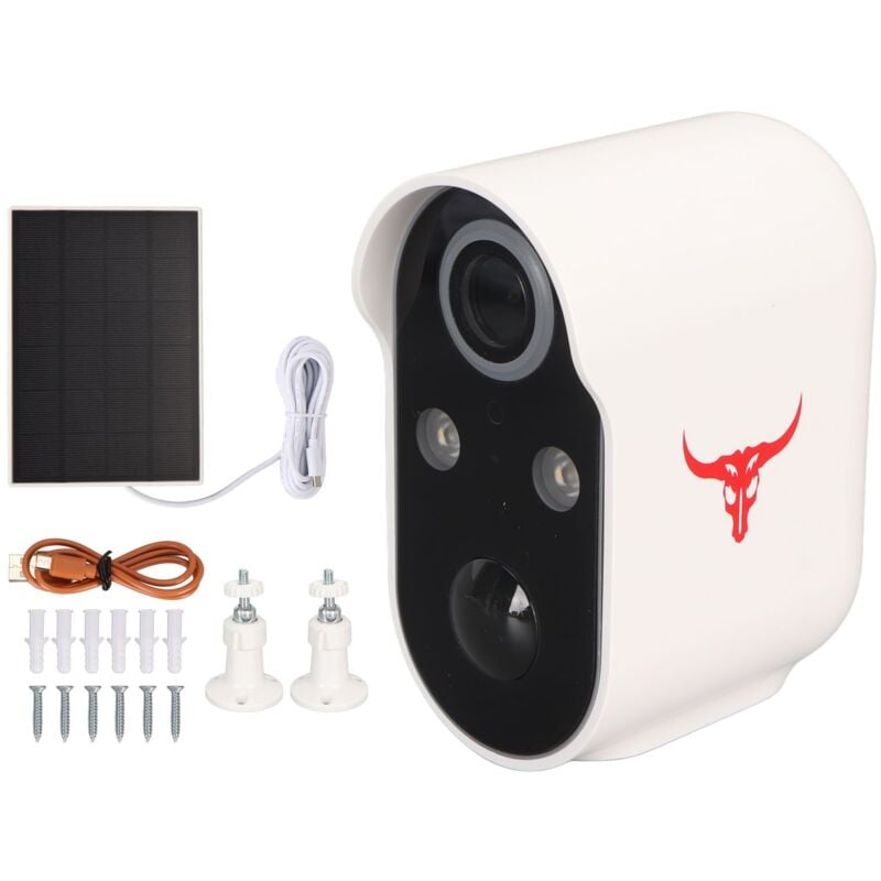 foto del prodotto gotrays telecamera di sicurezza wifi per esterni alimentata a batteria, ricarica solare, visione notturna hd, ip65 impermeabile, interfono remoto,