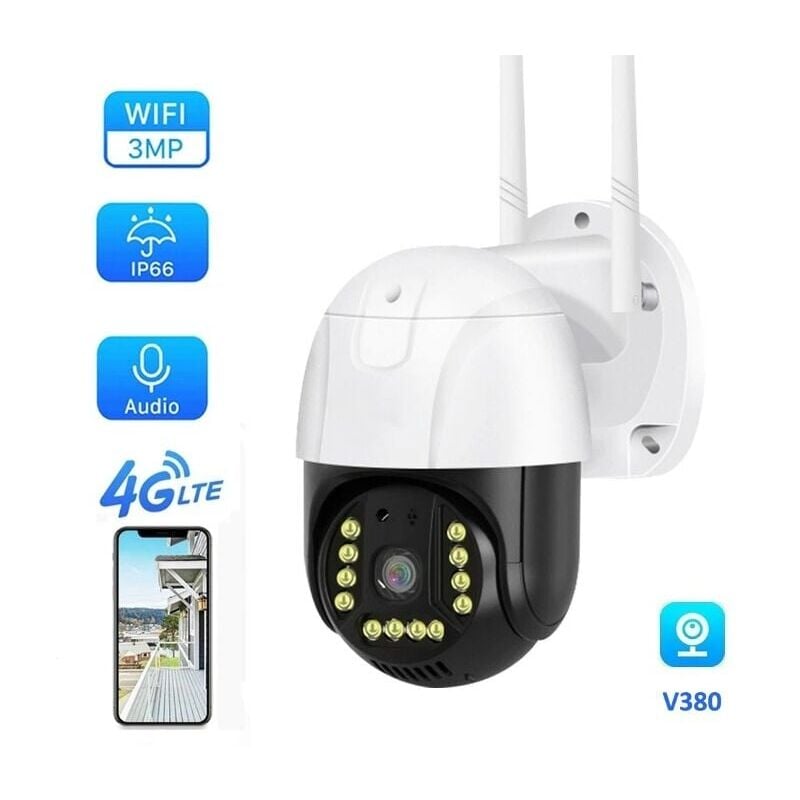 foto del prodotto gotrays telecamera di sorveglianza esterna 4g, telecamera ip ptz a 360 con tracciamento automatico, telecamera 4g rilevamento umano visione