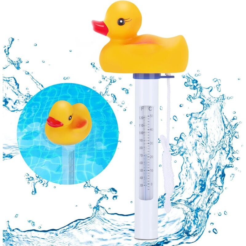 foto del prodotto gotrays termometro galleggiante per piscina, termometro per piscina shrenfox a forma di anatra, termometro per acqua infrangibile a forma di anatra