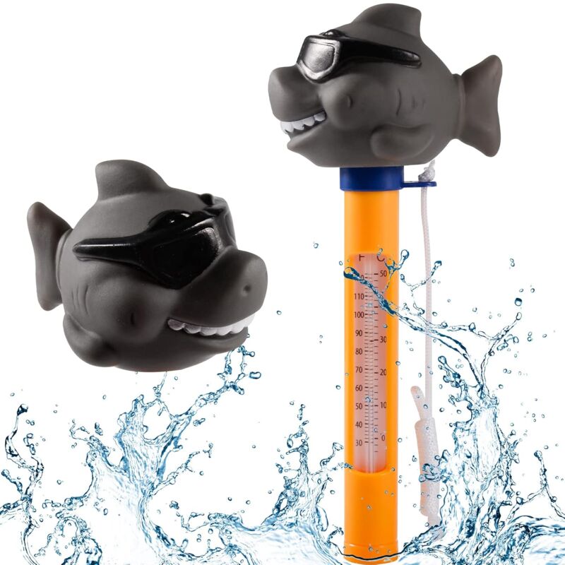 foto del prodotto gotrays termometro per piscina, termometro per piscina con corda, termometro per acqua a forma di cartone animato per piscina interna esterna,