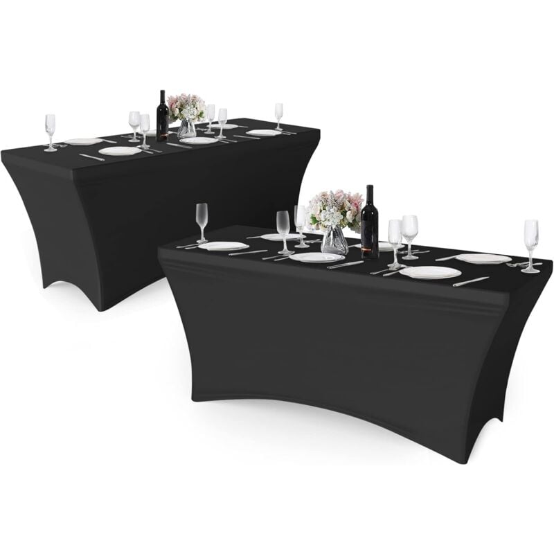 foto del prodotto gotrays - tovaglia elasticizzata 2 pezzi spandex copritavolo con angoli elastici tovaglie elastiche con elevata elasticità per feste banchetti