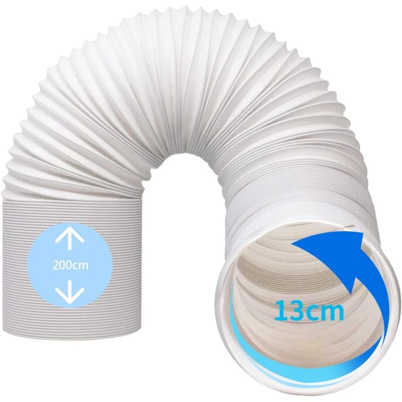 foto del prodotto gotrays tubo flessibile per aria condizionata mobile, condotto di scarico aria condizionata diametro 13 cm, lunghezza 200 cm, set condotto di