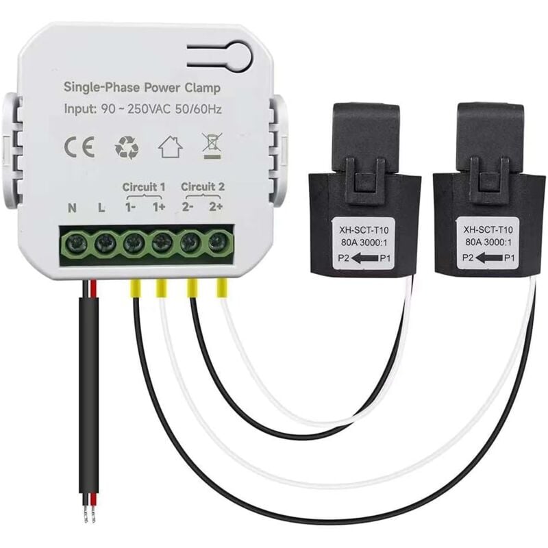 foto del prodotto gotrays tuya smart life wifi misuratore di energia in tempo reale monitor di potenza sensori contatore di energia 80a con 2 morsetti ct app kwh