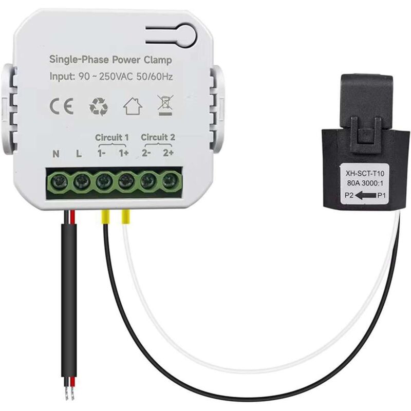 foto del prodotto gotrays tuya smart meter energy monitor statistiche attuali contatore energetico 80a con morsetto ct app controllo kwh app