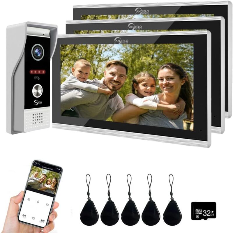 foto del prodotto gotrays videocitofono tuya cablato , videocitofono 1080p con touch screen da 10 , supporta rilevamento del movimento, pi metodi di sblocco, 3