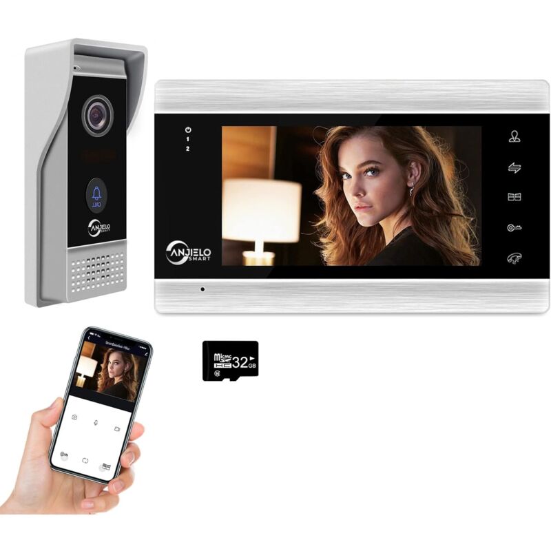 foto del prodotto gotrays videocitofono, videocitofono wifi con monitor, campanello cablato da 7 pollici, telecamera hd 1080p, supporto tuya, sblocco remoto,
