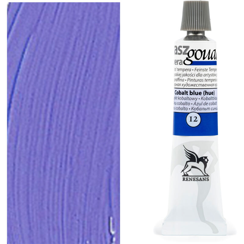foto del prodotto gouache tempera a guazzo, tubo di alluminio renesans 12 blu cobalto 20ml