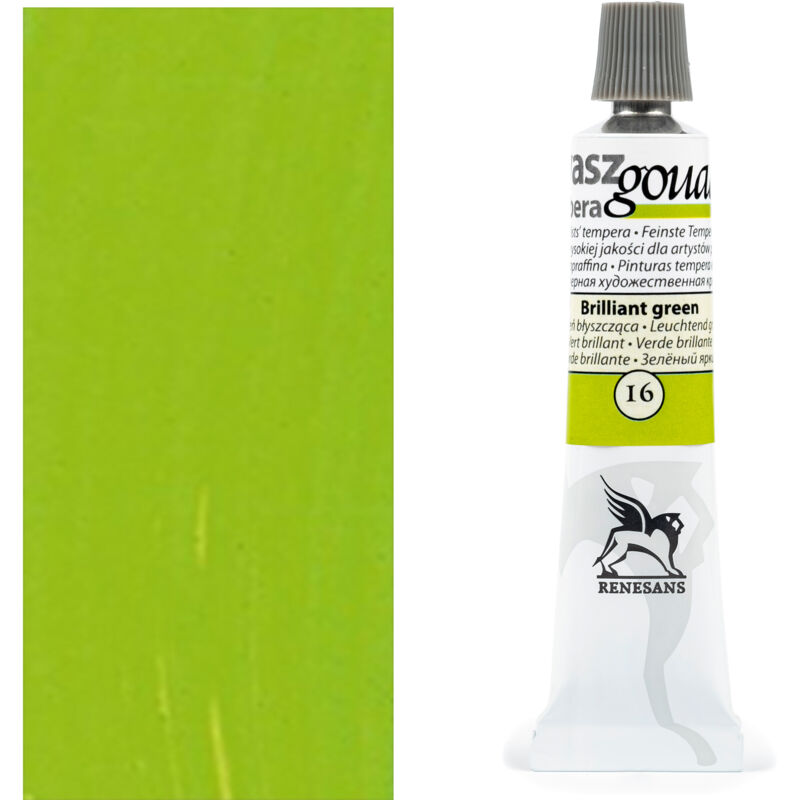 foto del prodotto gouache tempera a guazzo, tubo di alluminio renesans 16, verde lucido 20ml