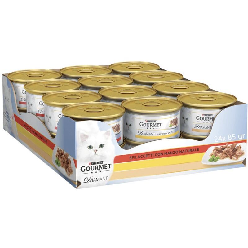foto del prodotto gourmet diamant sfilaccetti di manzo naturale 24 lattine da 85 gr