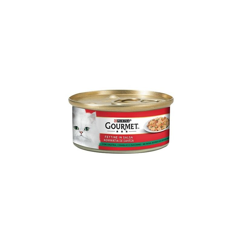 foto del prodotto gourmet gatto fettine anatra e coniglio 195 gr purina