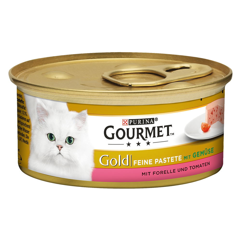 foto del prodotto gourmet gold mousse e pat 12 x 85 g umido per gatto pat trota e pomodori