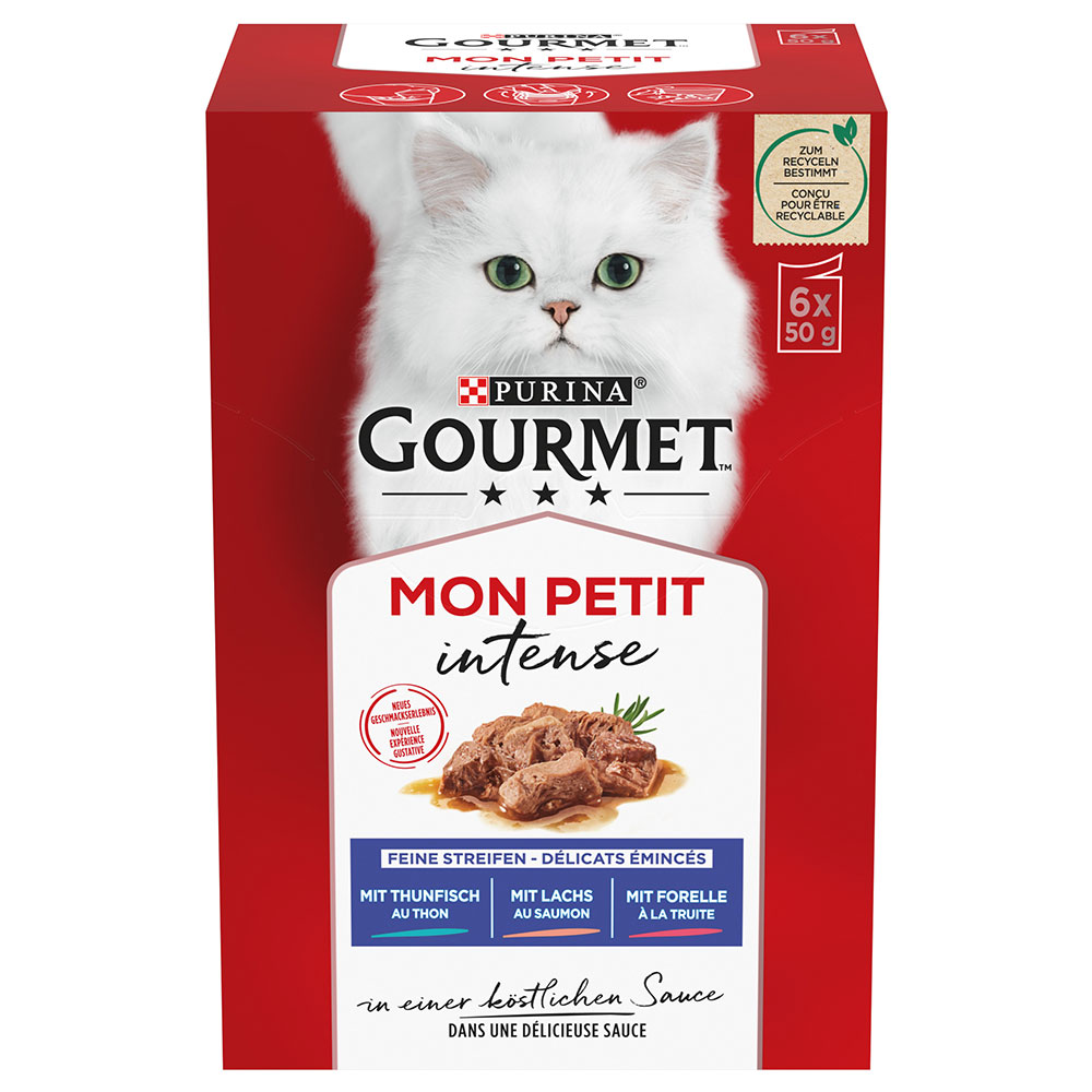 foto del prodotto gourmet mon petit 6 x 50 g alimento umido per gatti tonno, salmone, trota