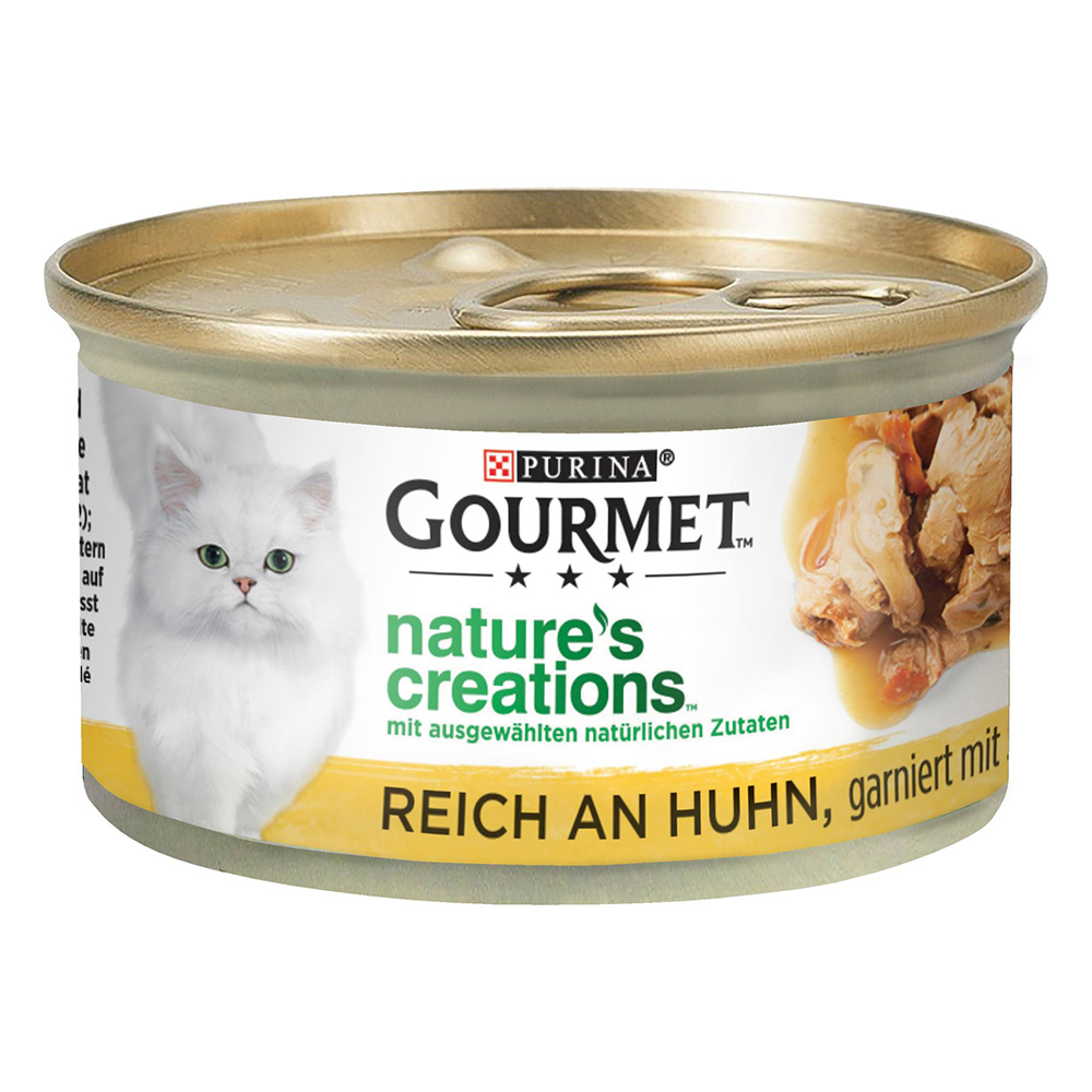 foto del prodotto gourmet nature's creations 12 x 85 g alimento umido per gatti - pollo con spinaci &amp; pomodori