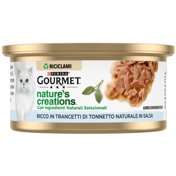 foto del prodotto gourmet nature's creations trancetti in salsa 70 gr scadenza 31 03 2026 - tonno - confezione da 24 pezzi - cibo umido per gatti - 1 ordine scegli lo sconto bzr5 bzr20 200 punti fedeltà