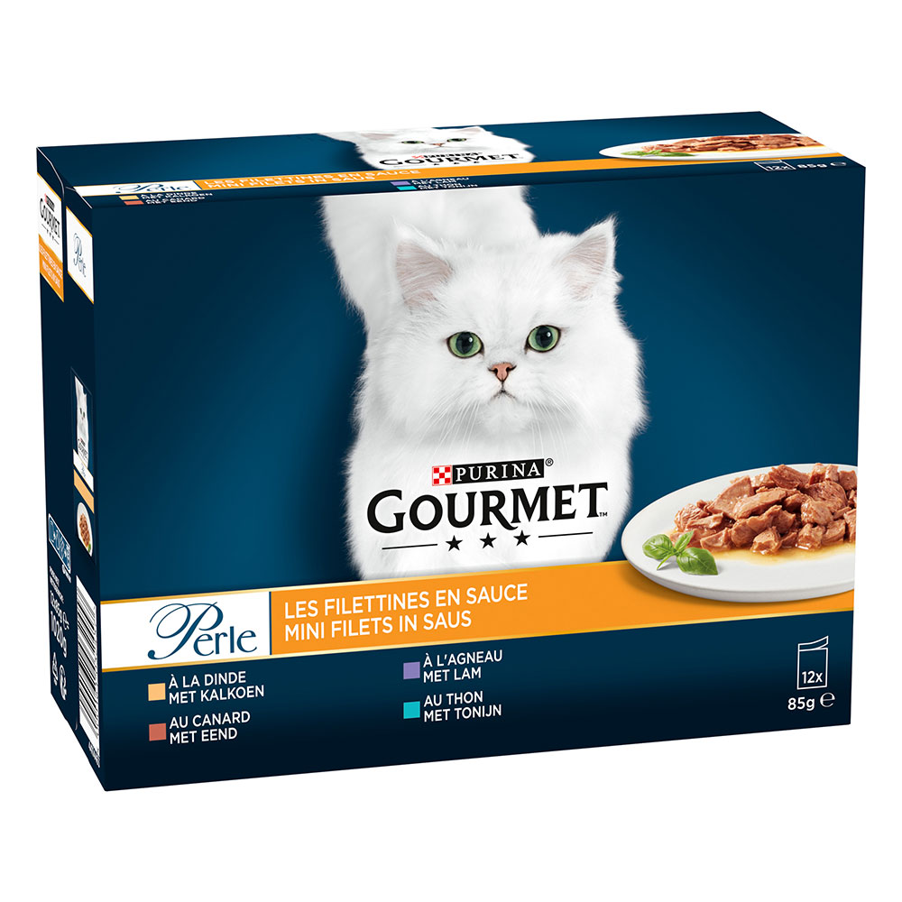 foto del prodotto gourmet perle selezione mista 12 x 85 g alimento umido per gatti filettini in salsa