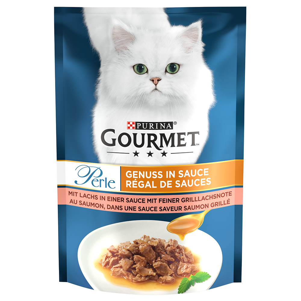 foto del prodotto gourmet perle trionfo di salsa 26 x 85 g alimento umido per gatti salmone