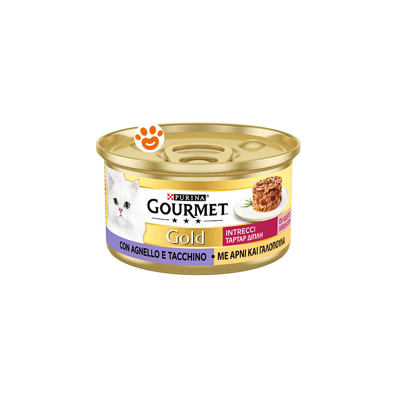 foto del prodotto gourmet purina cat gold intrecci di gusto agnello e tacchino purina cat gold intrecci di gusto agnello e tacchino lattina da 85 gr