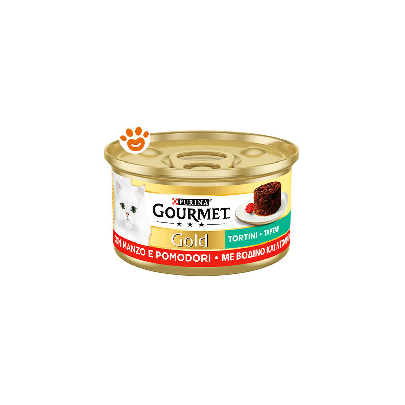 foto del prodotto gourmet purina cat gold tortini con manzo e pomodori purina cat gold tortini con manzo e pomodori lattina da 85 gr