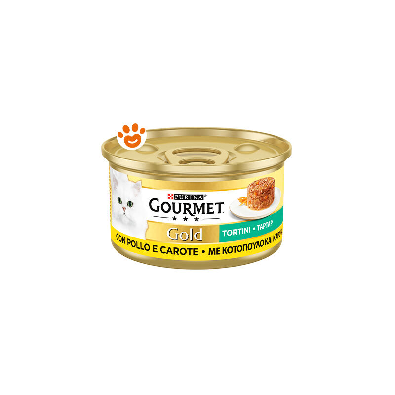 foto del prodotto gourmet purina cat gold tortini con pollo e carote purina cat gold tortini con pollo e carote lattina da 85 gr