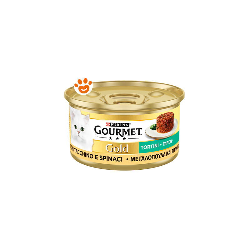 foto del prodotto gourmet purina cat gold tortini con tacchino e spinaci purina cat gold tortini con tacchino e spinaci lattina da 85 gr