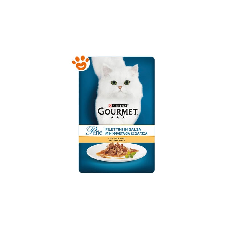 foto del prodotto gourmet purina cat perle filettini in salsa con tacchino purina cat perle filettini in salsa con tacchino bustina da 85 gr