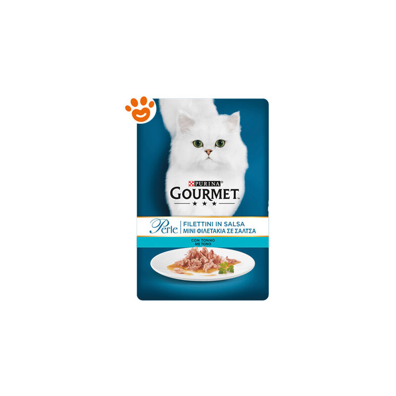 foto del prodotto gourmet purina cat perle filettini in salsa con tonno purina cat perle filettini in salsa con tonno bustina da 85 gr