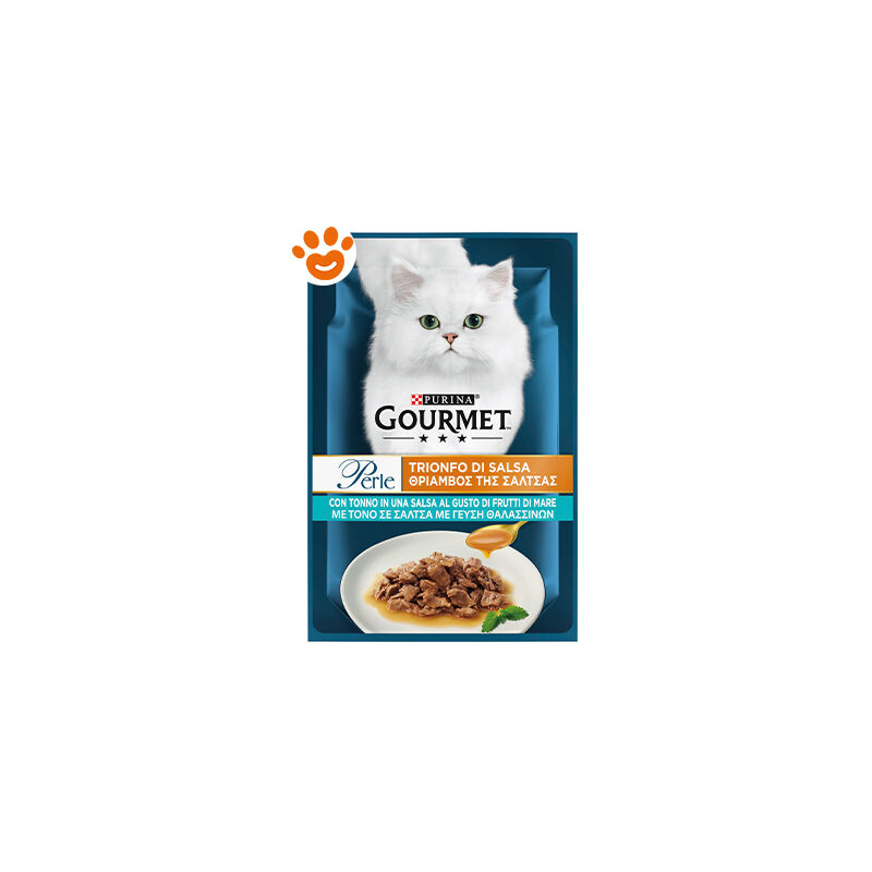 foto del prodotto gourmet purina cat perle trionfo di salsa con tonno purina cat perle trionfo di salsa con tonno bustina da 85 gr