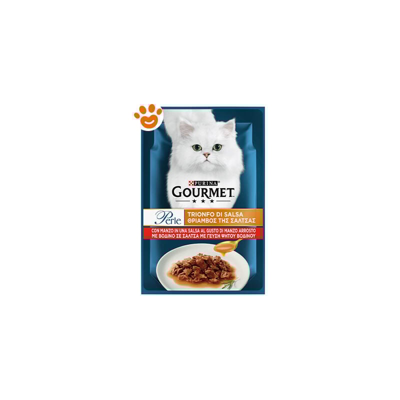 foto del prodotto gourmet purina perle filettini in salsa con manzo purina perle filettini in salsa con manzo bustina da 85 gr