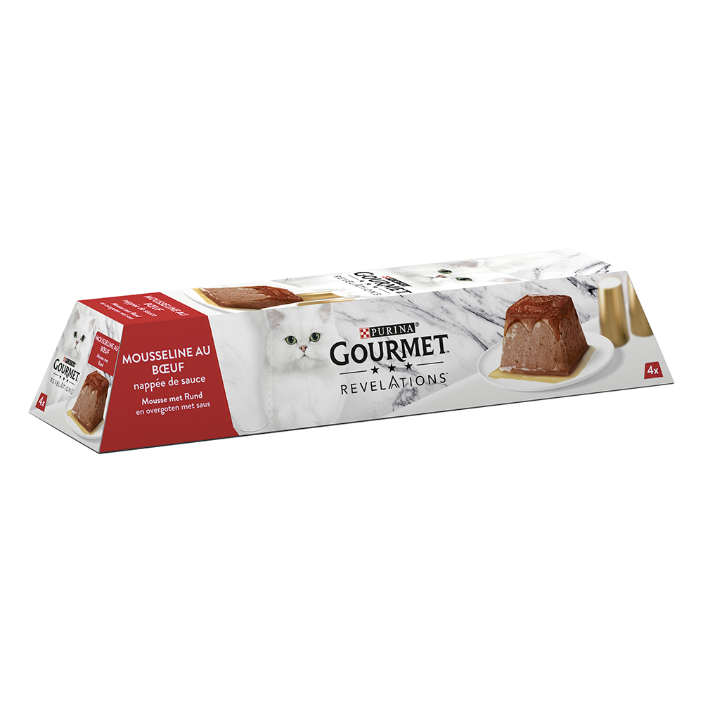 foto del prodotto gourmet revelations mousse 4 x 57 g alimento umido per gatti manzo