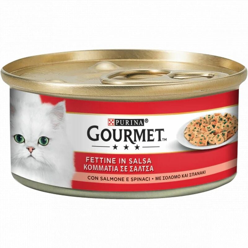 foto del prodotto gourmet rosso lattina 195gr salmone e spinaci