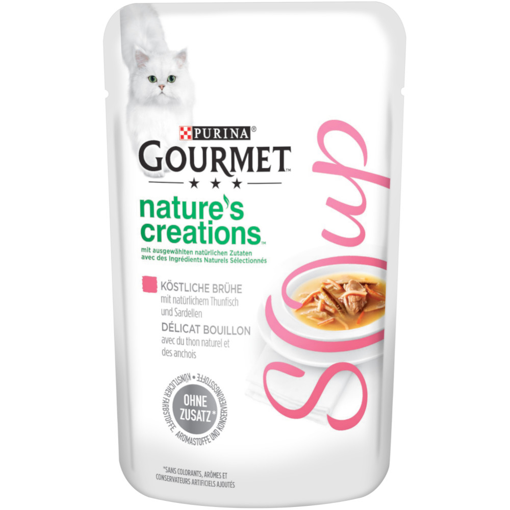 foto del prodotto gourmet soup 32 x 40 g alimento umido per gatti tonno acciughe