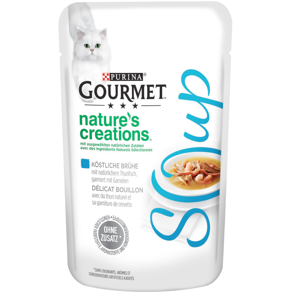 foto del prodotto gourmet soup 32 x 40 g alimento umido per gatti tonno gamberetti