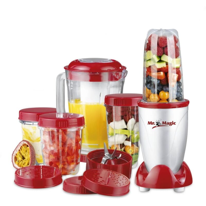 foto del prodotto gourmetmaxx mr. magic mixer smoothie maker con set di accessori xxl frullatore da 18 pezzi frullatore con coperchi salvafreschezza a tenuta stagna